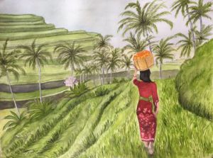 Voir le détail de cette oeuvre: cueillette des fleurs au Vietnam